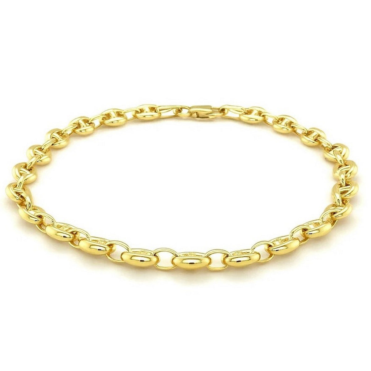 14k Yellow Gold Puffed Mariner Link Bracelet (4.70 mm)