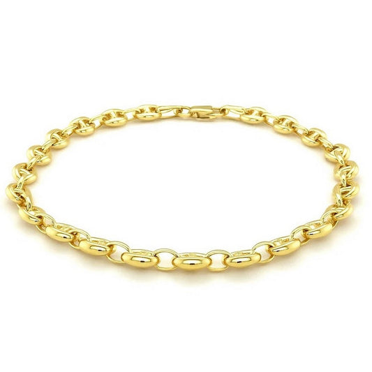 14k Yellow Gold Puffed Mariner Link Bracelet (4.70 mm)