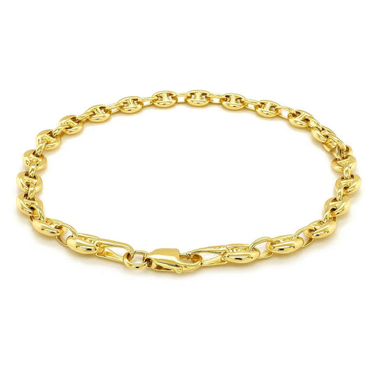 14k Yellow Gold Puffed Mariner Link Bracelet (4.70 mm)
