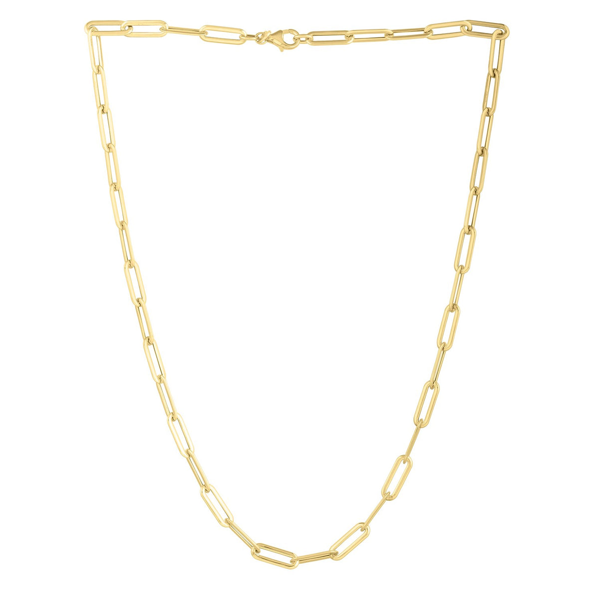 Long Domed Paperclip Necklace in 14K Yellow Gold (4.80 mm)