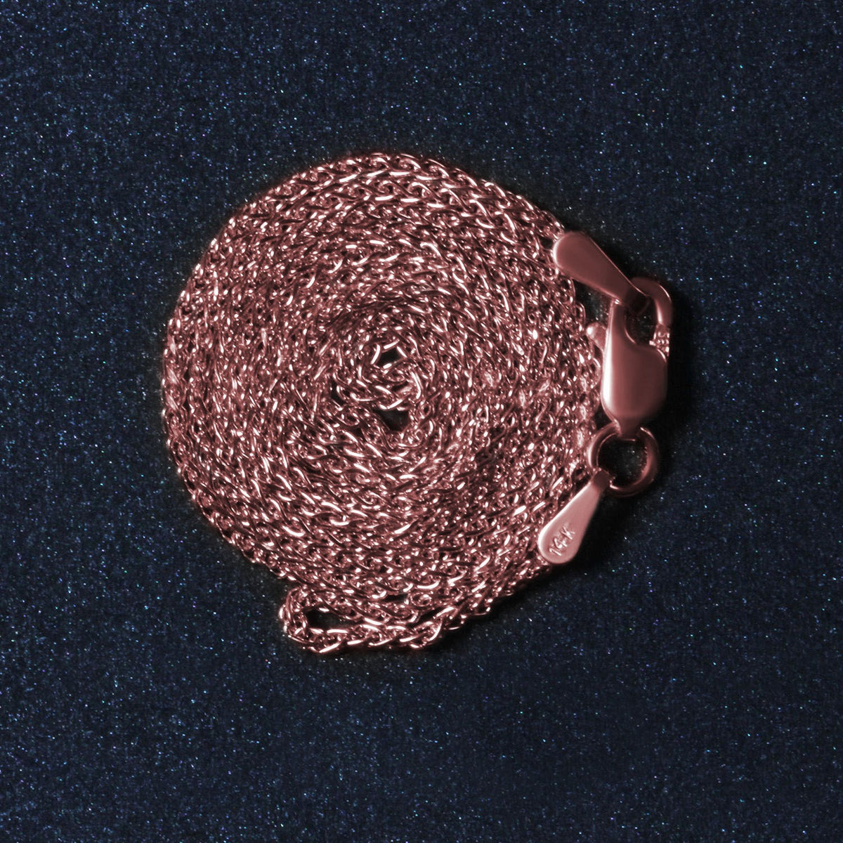 14k Rose Gold Diamond Cut Round Wheat Chain (1.20 mm)