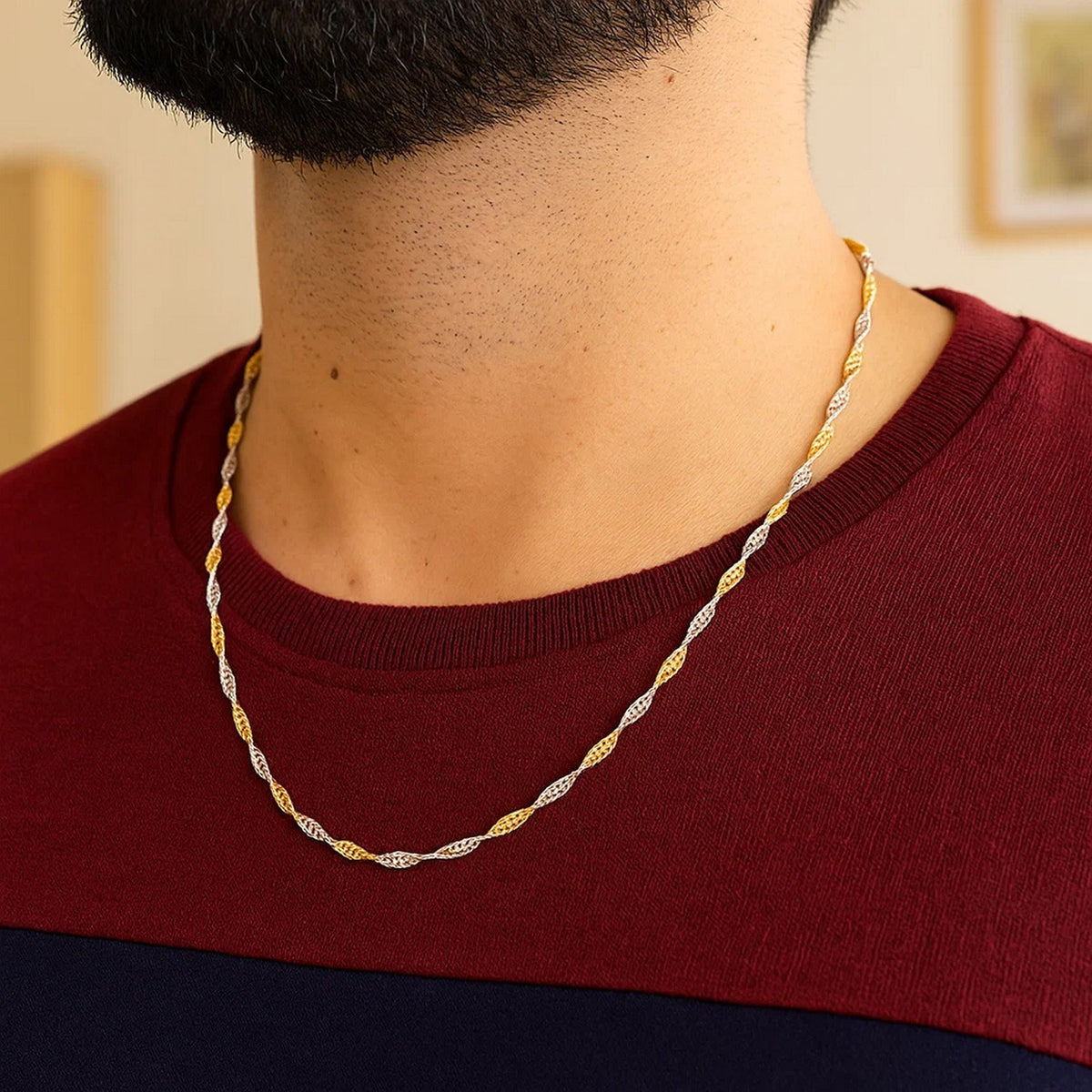 14k Two-Tone Gold Singapore Chain (2.50 mm)