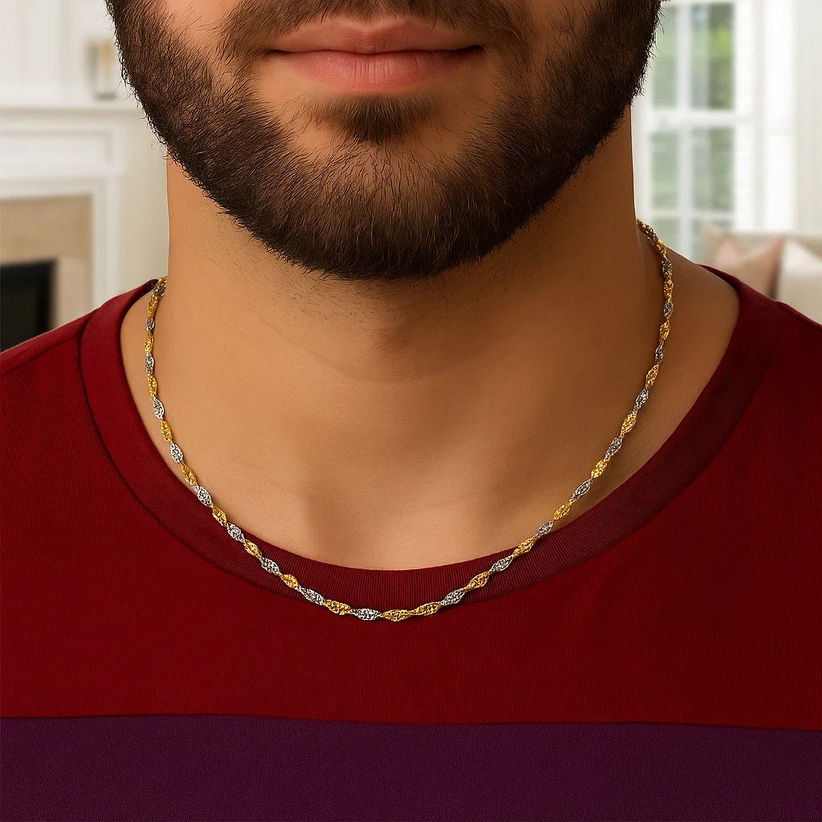 14k Two-Tone Gold Singapore Chain (2.50 mm)