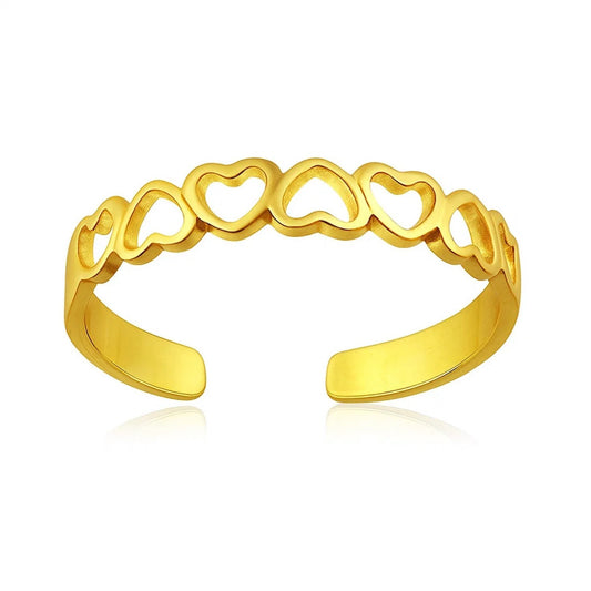 14k Yellow Gold Heart Toe Ring