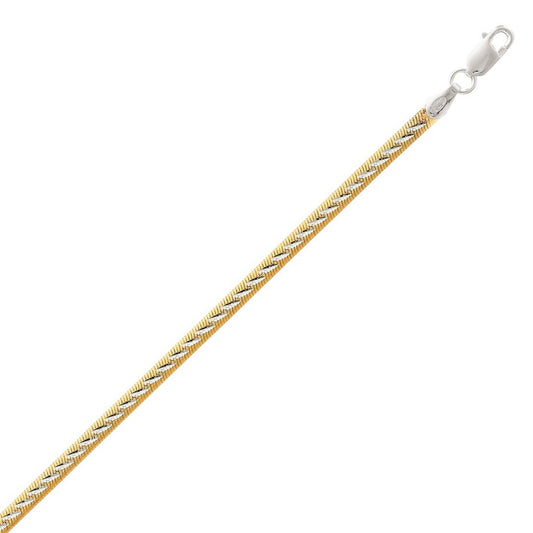 Sterling Silver Two Tone Snake Chain Inspired Anklet