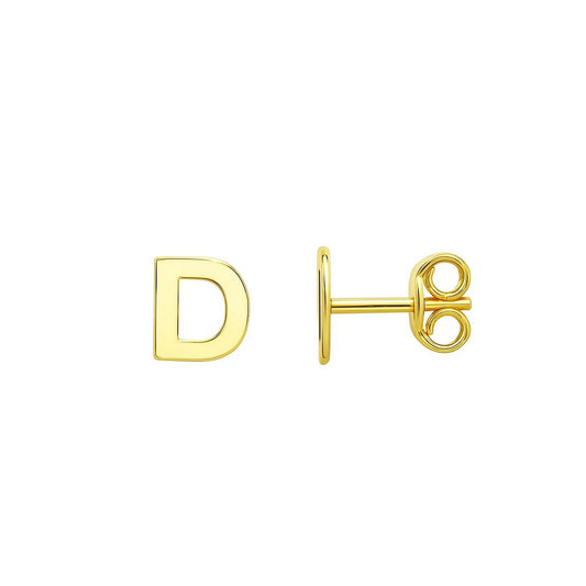 14K Yellow Gold Yours Truly Initial D Stud Earring