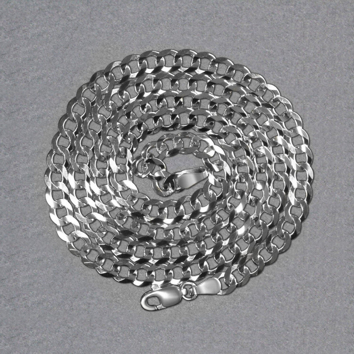 Rhodium Plated Sterling Silver Curb Style Chain (4.70 mm)