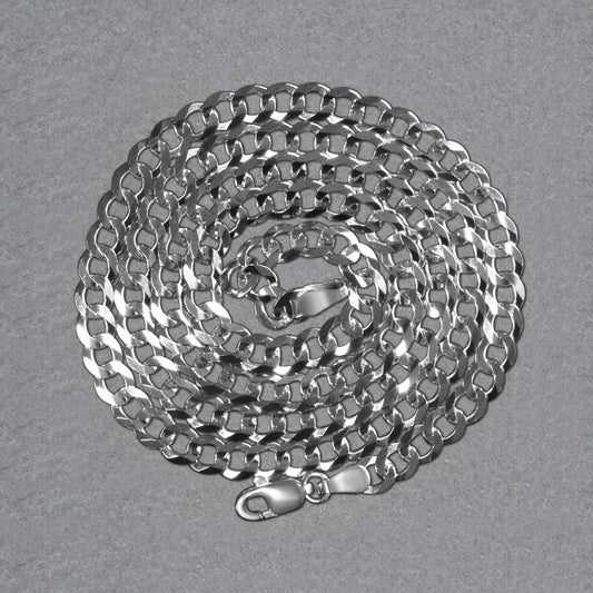 Rhodium Plated Sterling Silver Curb Style Chain (4.70 mm)