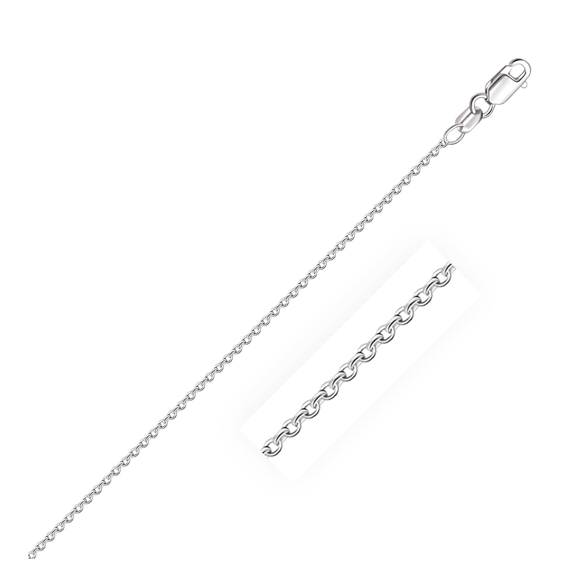 14k White Gold Oval Cable Link Chain (1.50 mm)