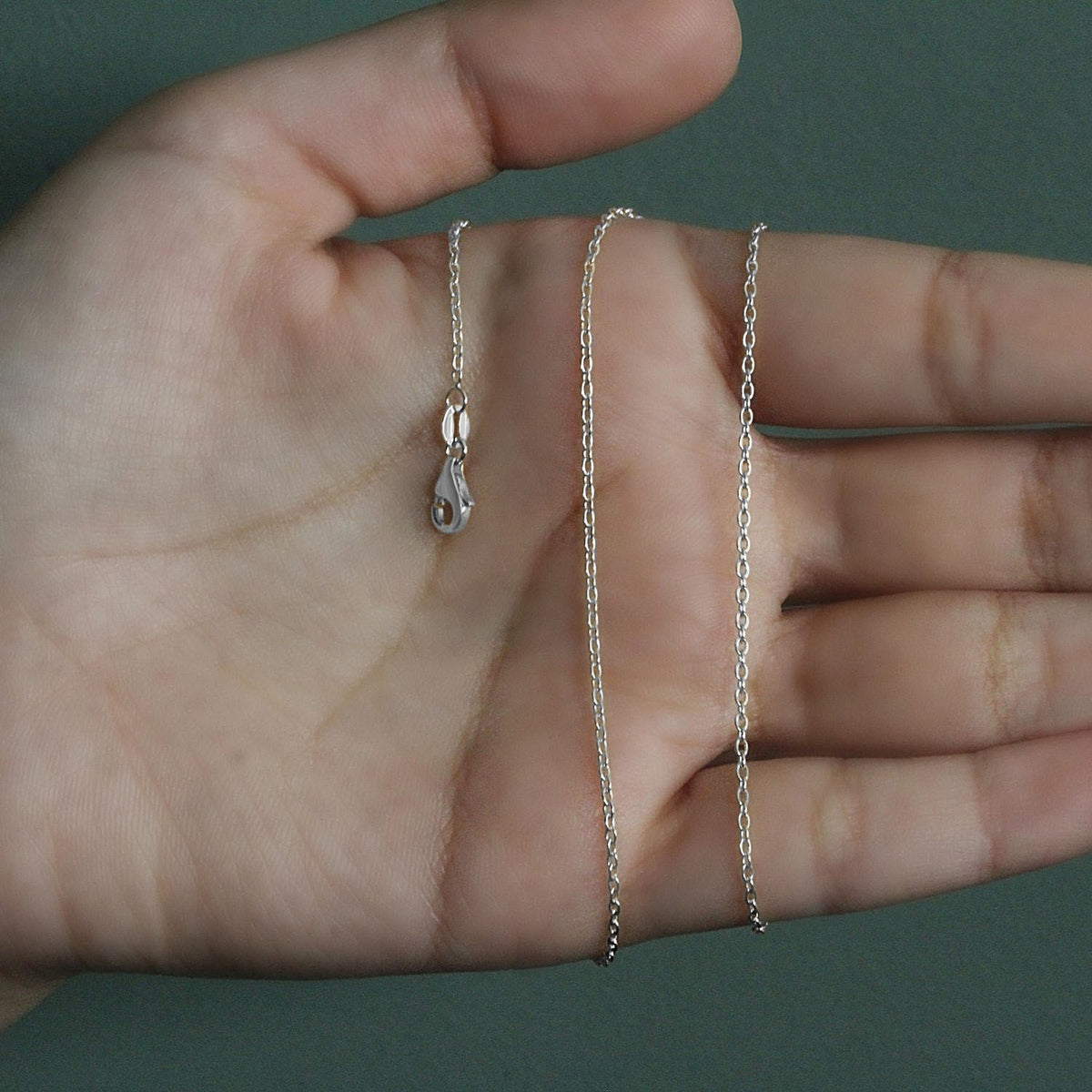 14k White Gold Oval Cable Link Chain (1.50 mm)