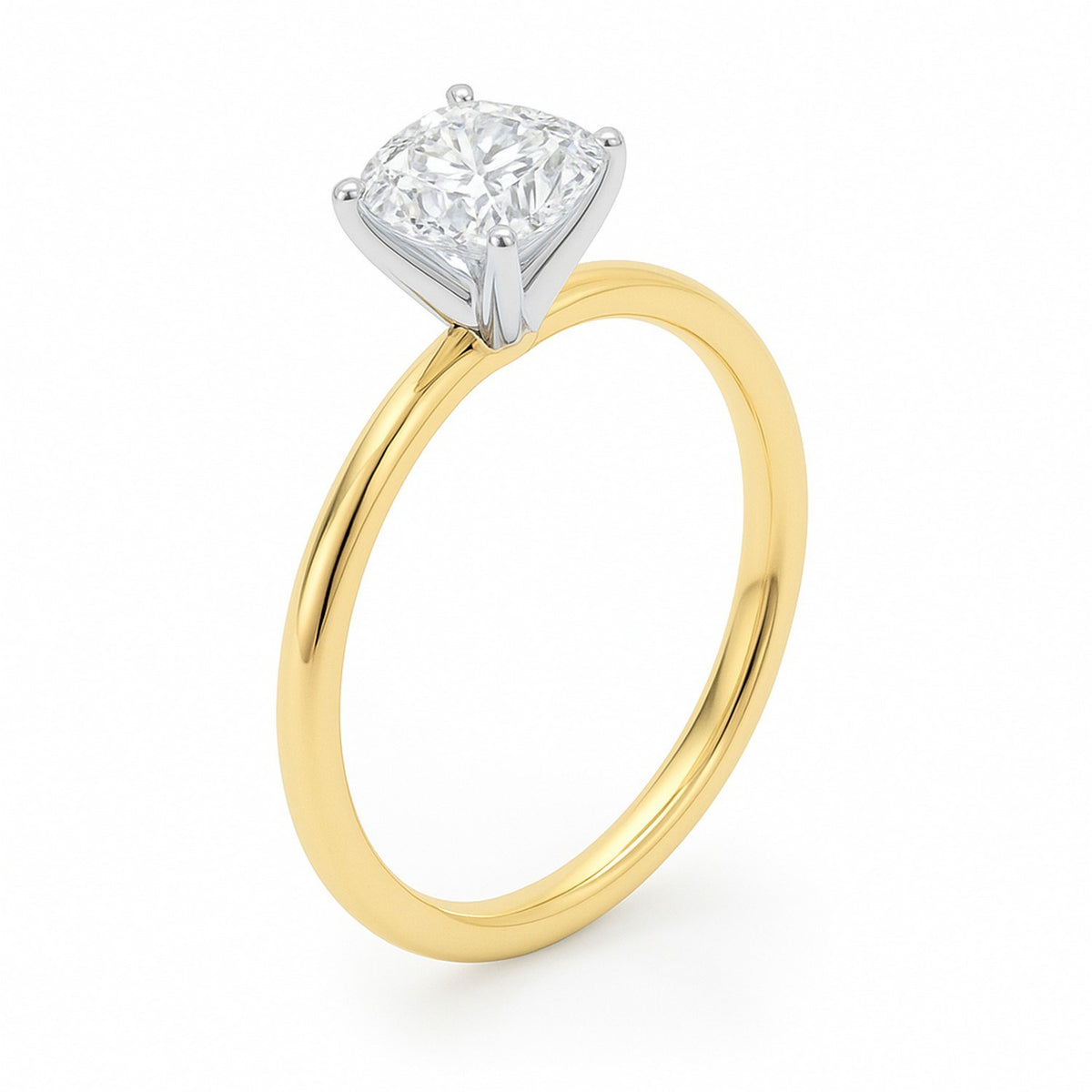 1.50Ct Cushion Lab Grown IGI G/VS1 Diamond Ring in 10K Yellow Gold