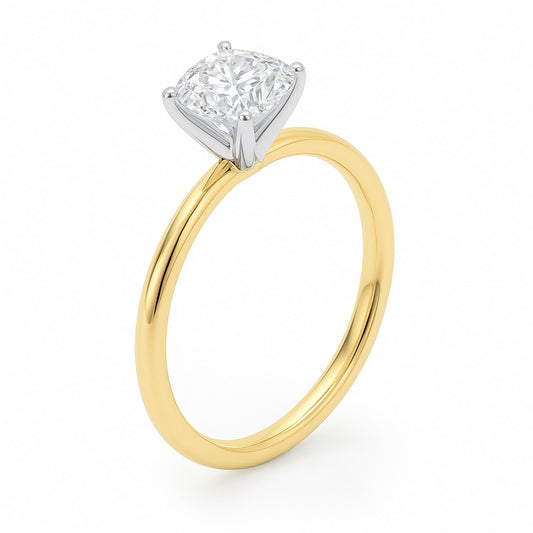 1.50Ct Cushion Lab Grown IGI G/VS1 Diamond Ring in 10K Yellow Gold