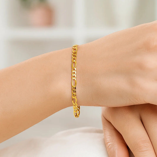 14k Yellow Gold Solid Figaro Bracelet (2.80 mm)