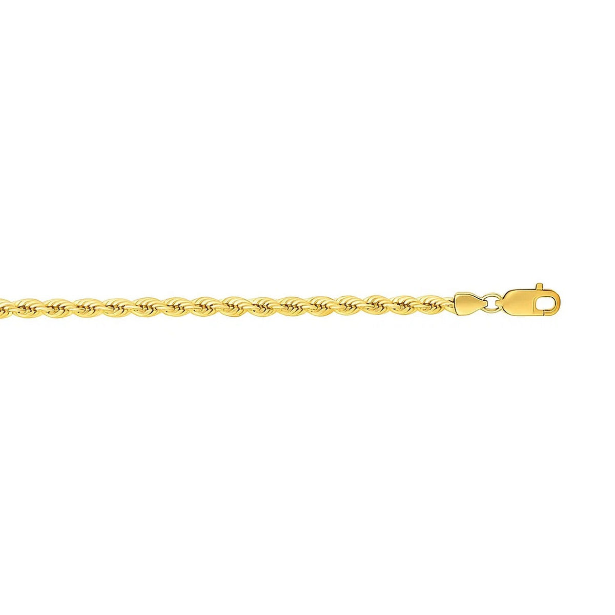 14k Yellow Gold Solid Rope Bracelet (3.00 mm)