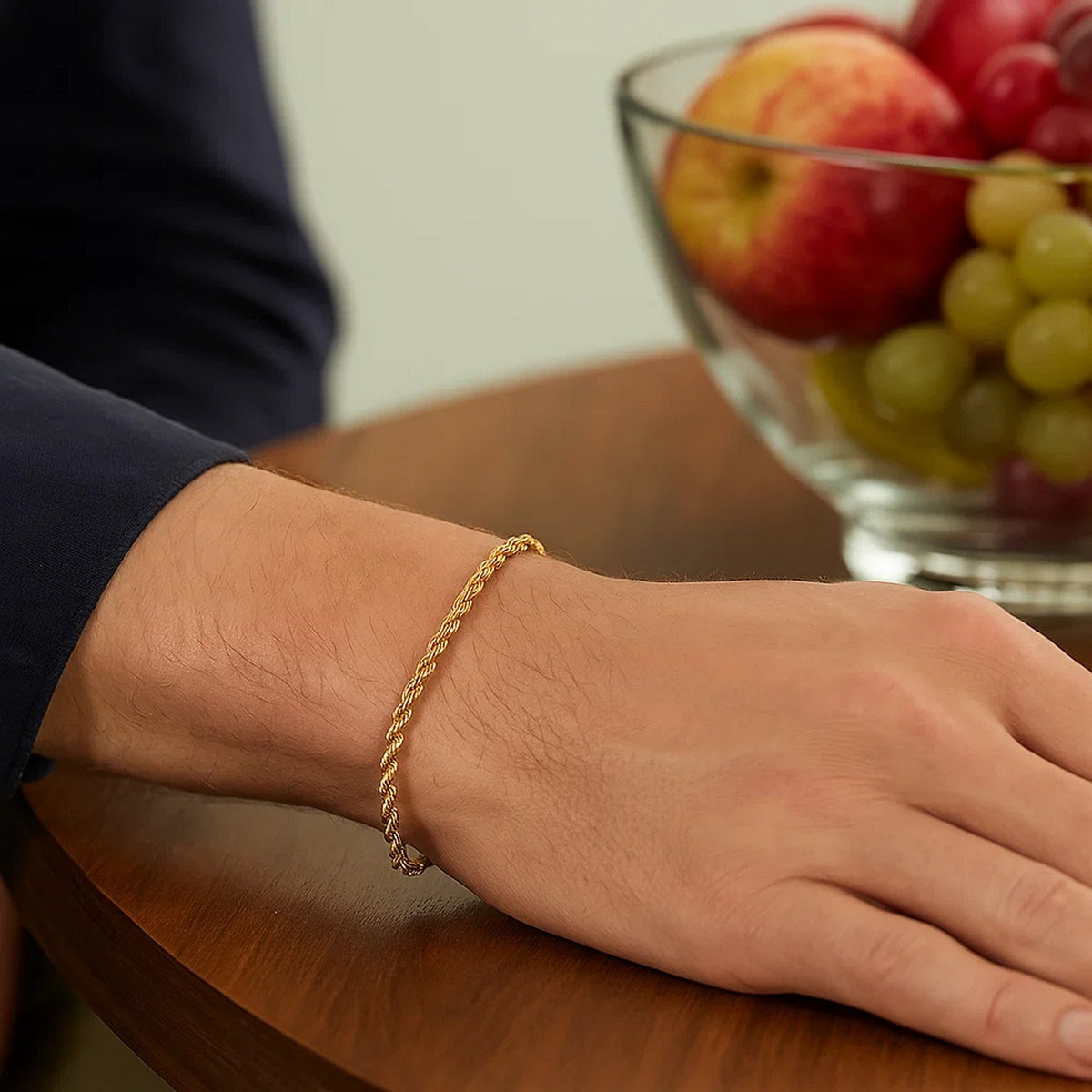 14k Yellow Gold Solid Rope Bracelet (3.00 mm)