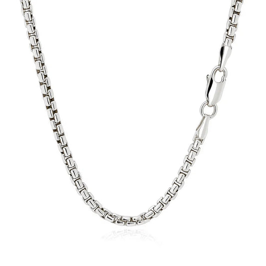 14k White Gold Round Box Chain (2.5 mm)