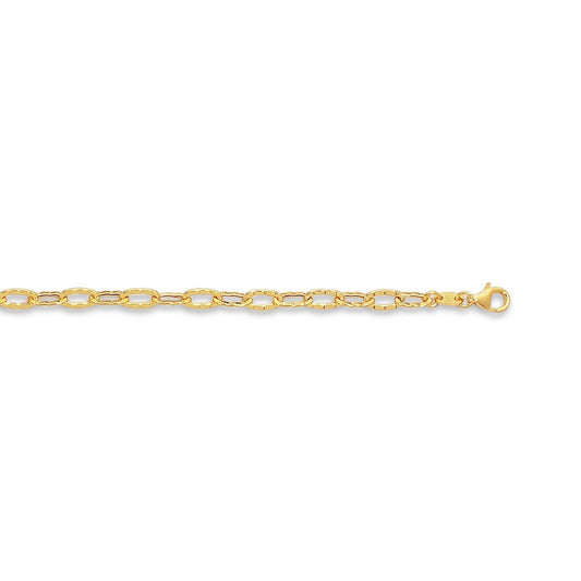 14k Yellow Gold Anklet with Flat Hammered Oval Links