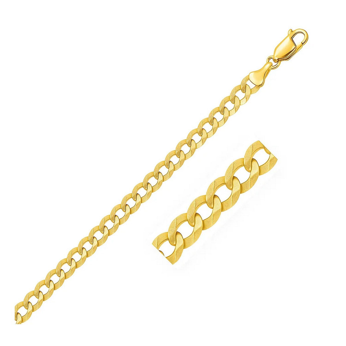 14k Yellow Gold Solid Curb Bracelet (7.00 mm)