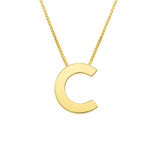14K Yellow Gold Yours Truly Block Letter Initial C Necklace