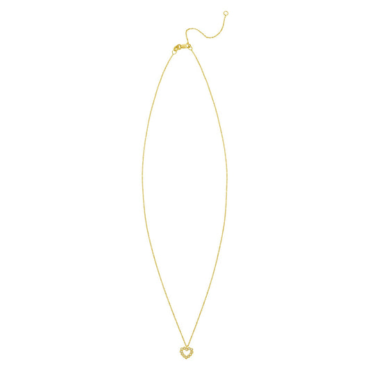 14K Yellow Gold Petite Diamond Heart Necklace