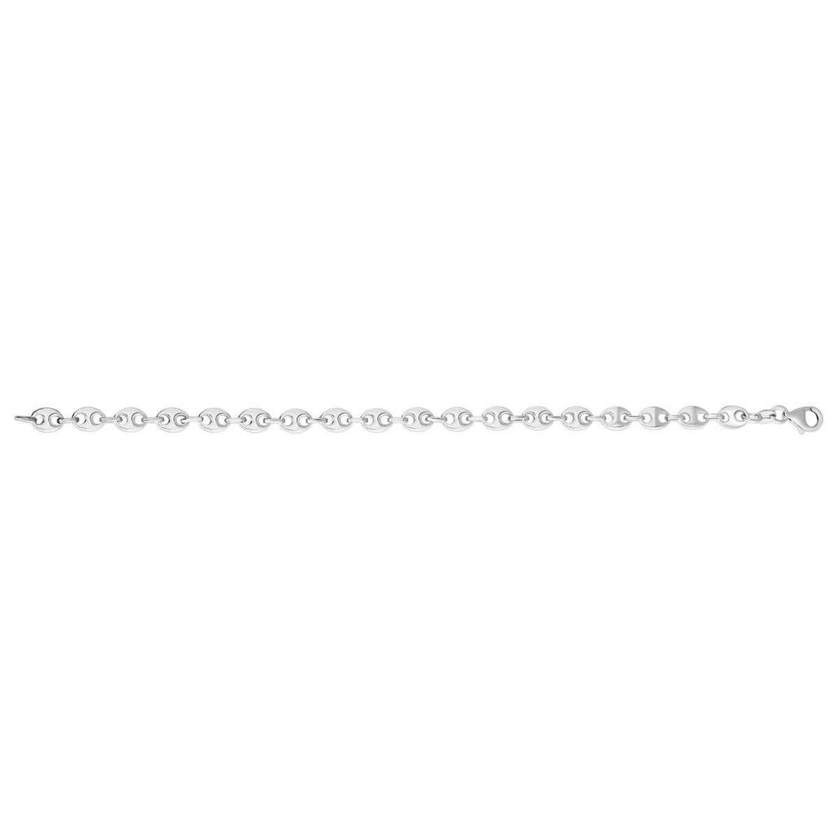 Sterling Silver Rhodium Plated Puffed Mariner Bracelet (3.70 mm)