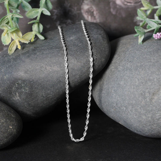 Sterling Silver 1.8mm Diamond Cut Rope Style Chain