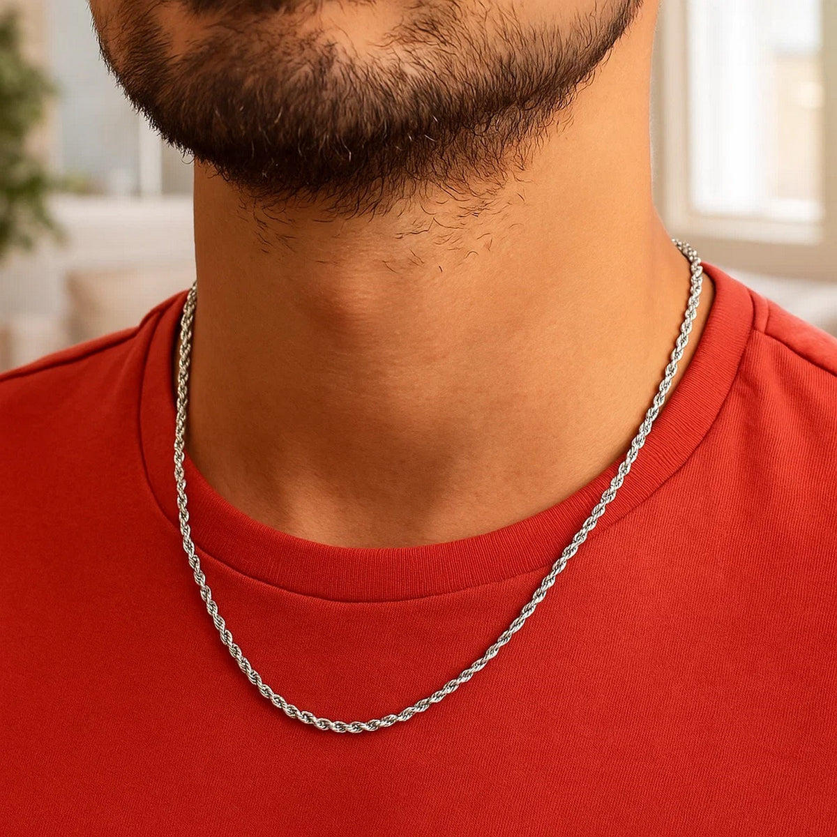 Sterling Silver 1.8mm Diamond Cut Rope Style Chain