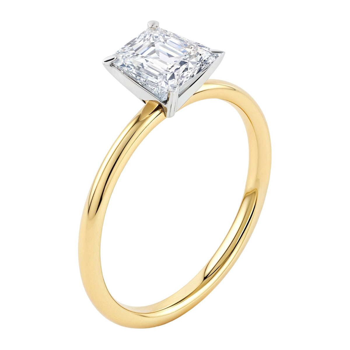2 Carat Emerald Lab Grown IGI G/VS1 Diamond Solitaire Ring in 14K Yellow Gold