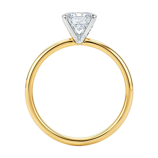 2 Carat Emerald Lab Grown IGI G/VS1 Diamond Solitaire Ring in 14K Yellow Gold