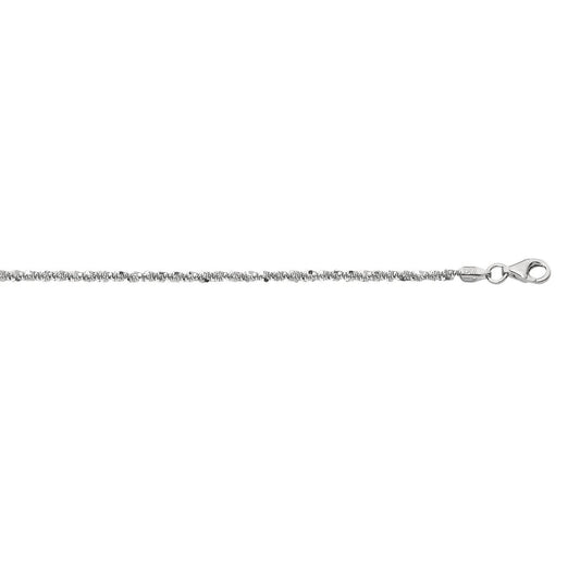 Rhodium Plated 2.2mm Sterling Silver Sparkle Style Chain (2.20 mm)