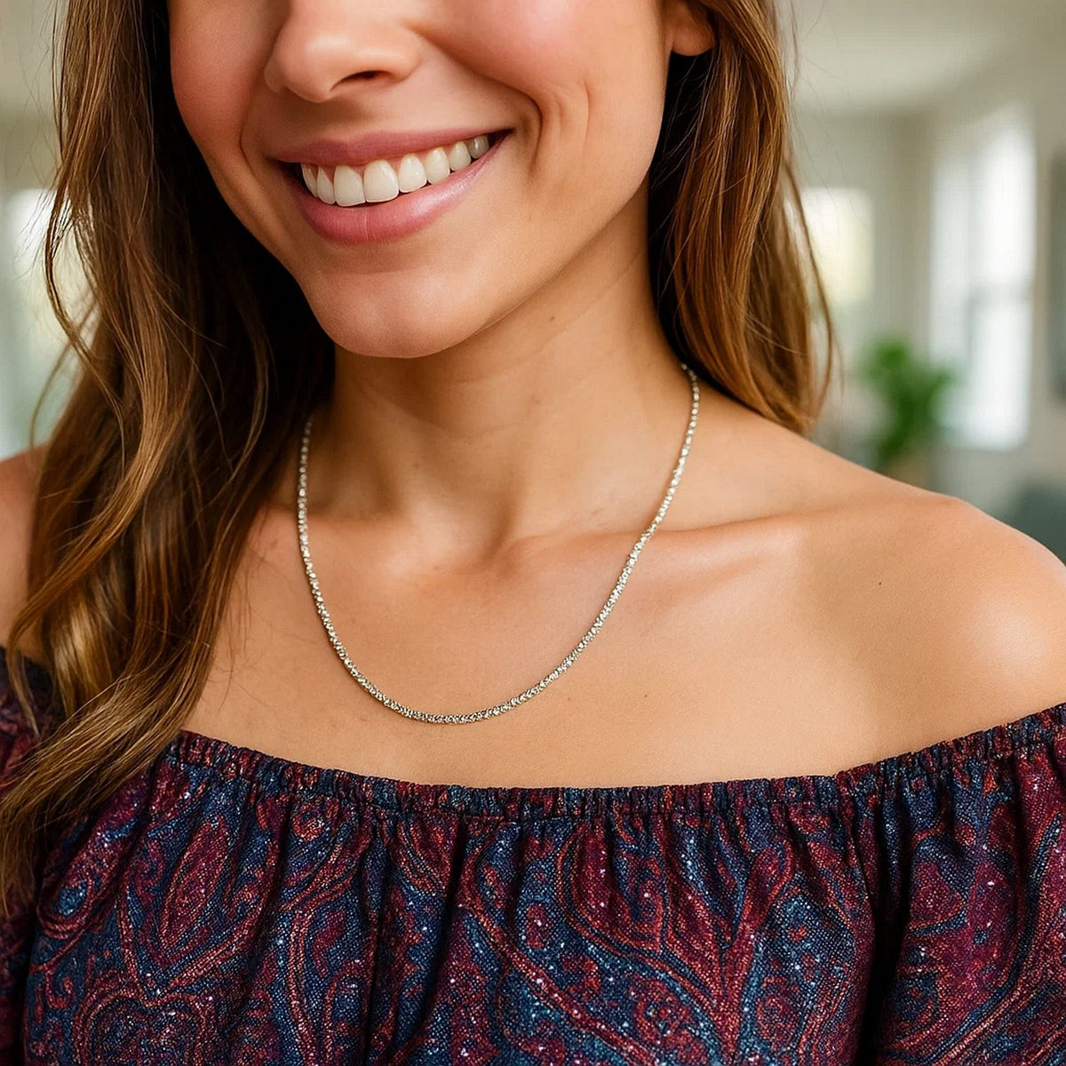 Rhodium Plated 2.2mm Sterling Silver Sparkle Style Chain (2.20 mm)