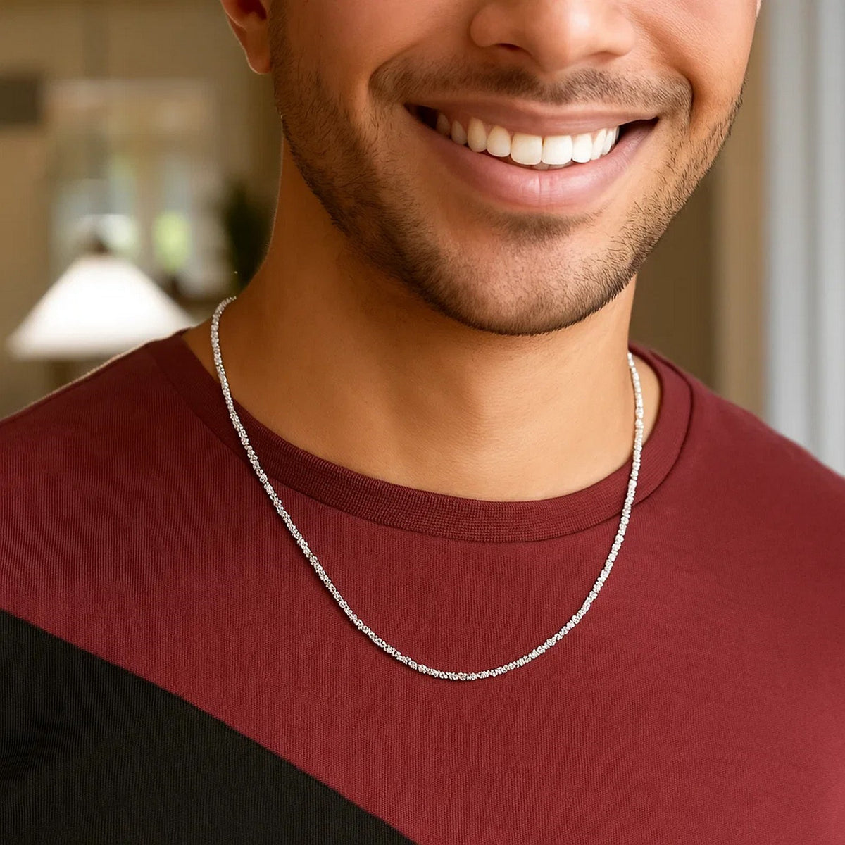 Rhodium Plated 2.2mm Sterling Silver Sparkle Style Chain (2.20 mm)