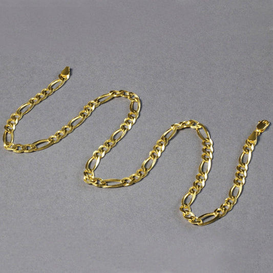 10K Yellow Gold Solid Figaro Chain (5.30 mm)