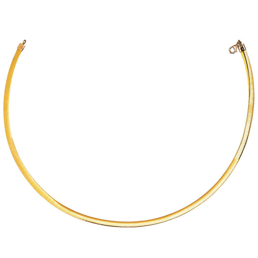 14K Yellow Gold And Silver Reversible Omega Chain Necklace (5.00 mm)