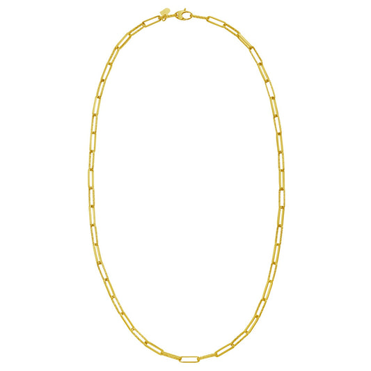 14K Yellow Gold Mini Diamante Paperclip Necklace (3.20 mm)