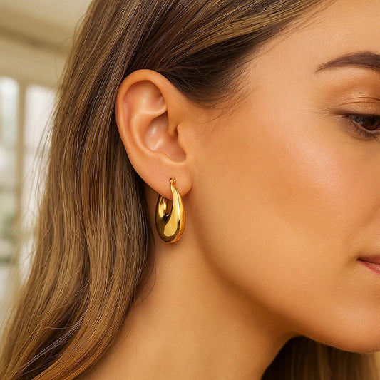 Sterling Silver Yellow Gold Plated Sculptural Crescent Hoop Earrings