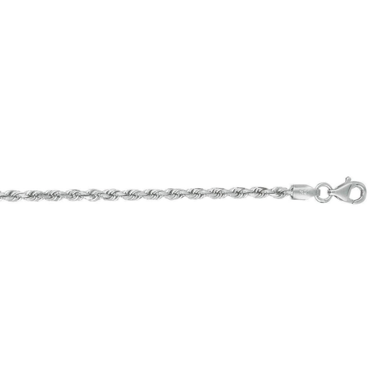 14k White Gold Solid Diamond Cut Rope Bracelet (2.50 mm)