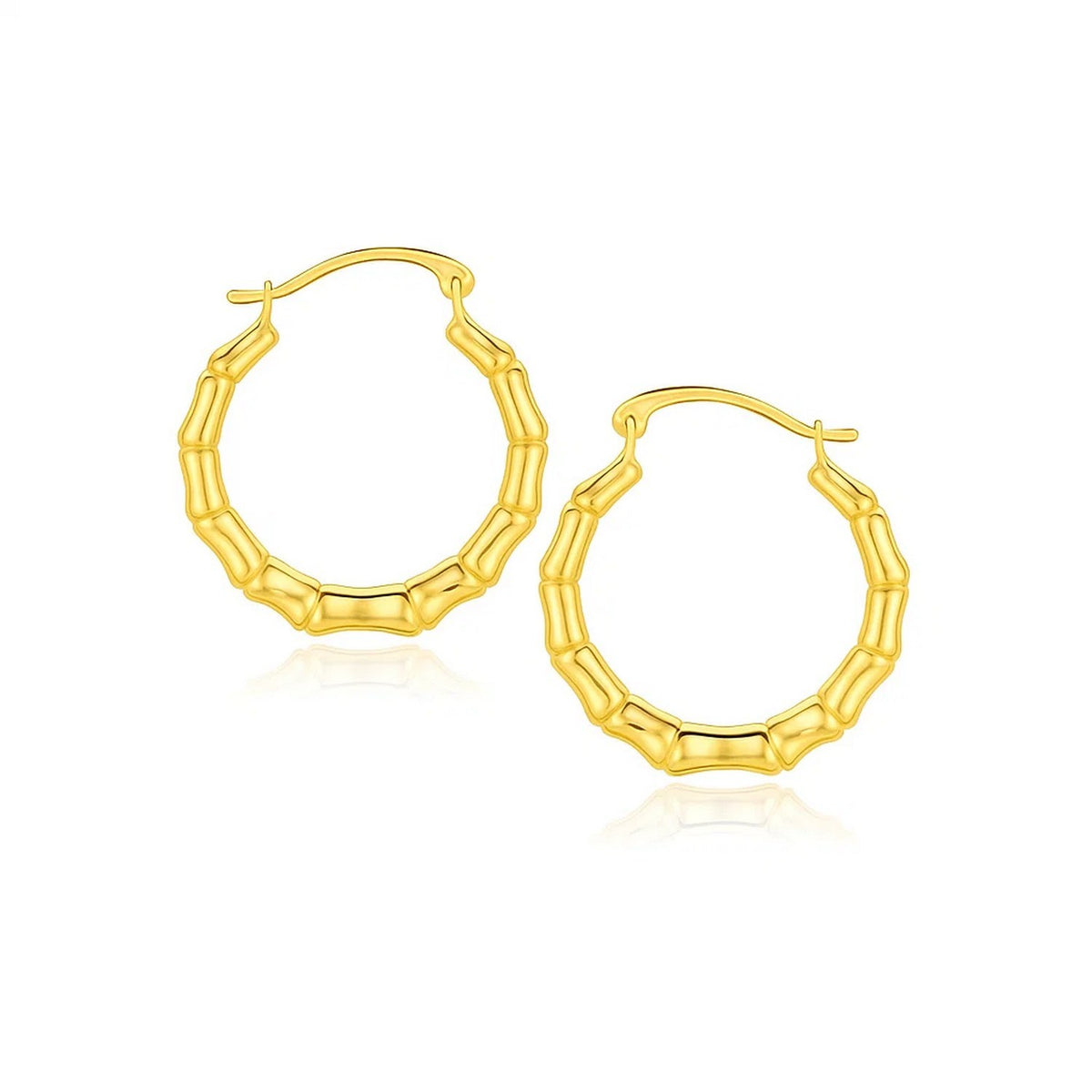 10k Yellow Gold Branch Motif Hoop Earrings