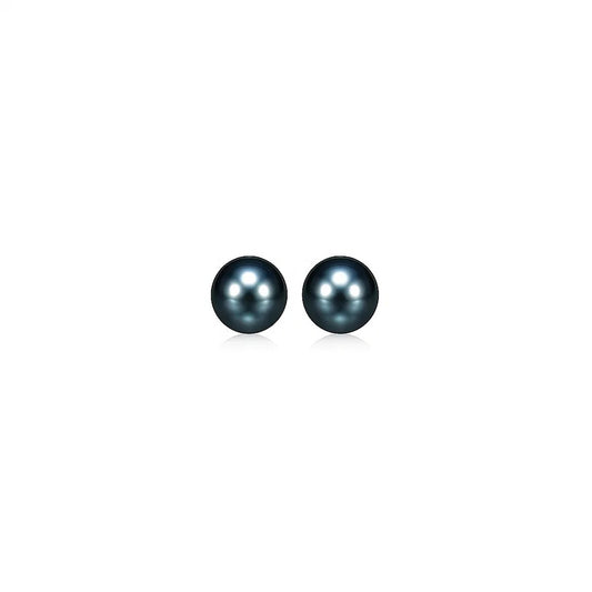 14k Yellow Gold Cultured Black Pearl Stud Earrings (6mm)