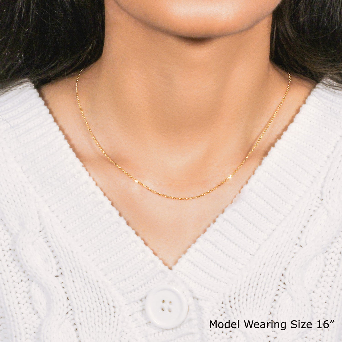 10k Yellow Gold Diamond Cut Cable Link Chain (1.10 mm)