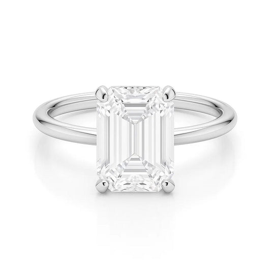 5 Carat Emerald Lab Grown IGI G/VS1 Diamond Solitaire Ring in 14K White Gold