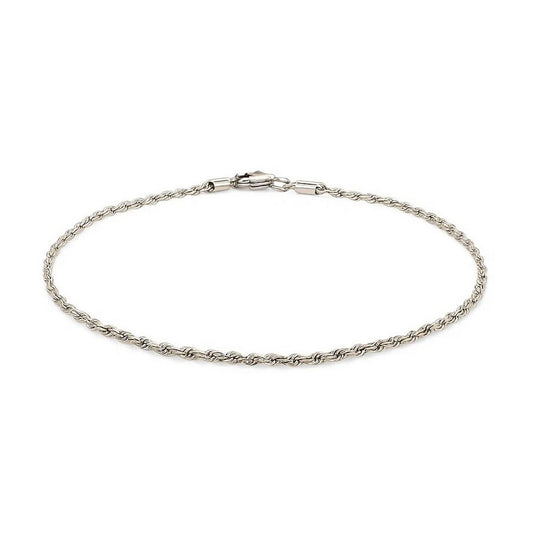 14k White Gold Solid Diamond Cut Rope Bracelet (1.60 mm)