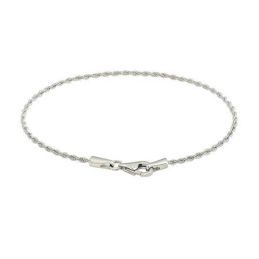 14k White Gold Solid Diamond Cut Rope Bracelet (1.60 mm)