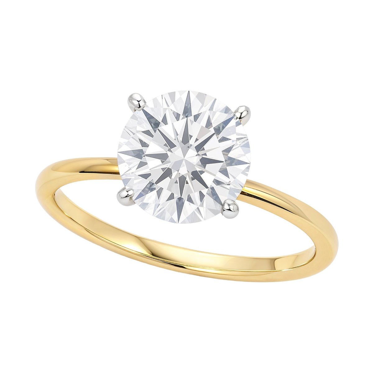 3 Carat Round Lab Grown IGI G/VS1 Diamond Solitaire Ring in 14K Yellow Gold