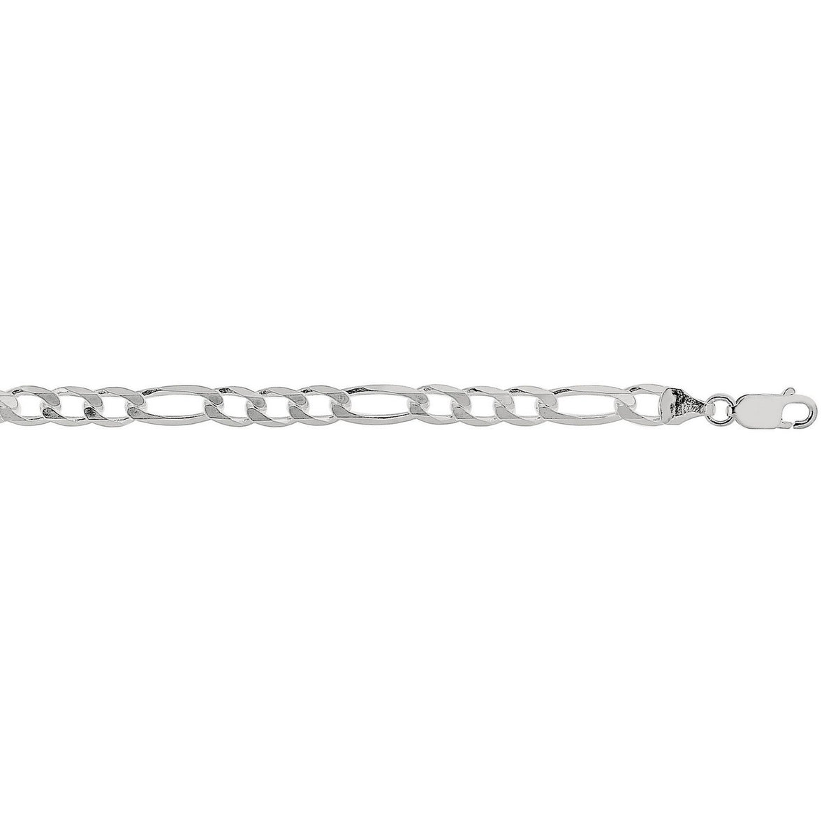 Rhodium Plated Sterling Silver Figaro Style Chain (5.40 mm)