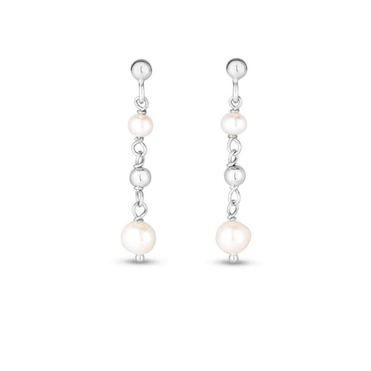 Sterling Silver Freshwater Pearl Bead Drop Earrings