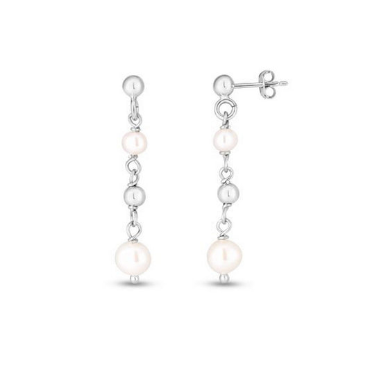 Sterling Silver Freshwater Pearl Bead Drop Earrings