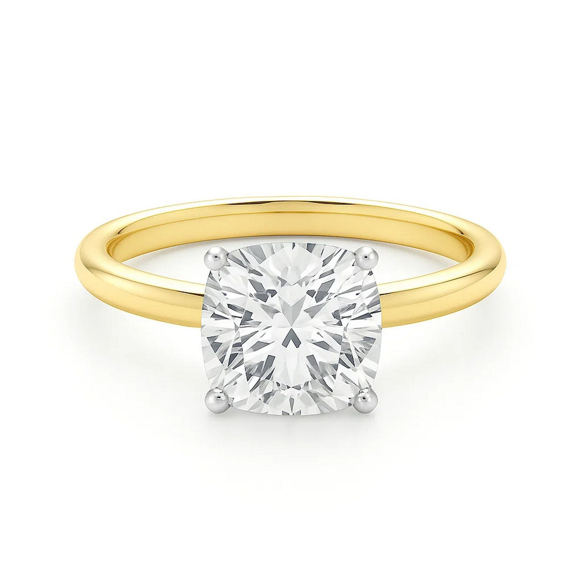 5 Carat Cushion Lab Grown IGI G/VS1 Diamond Solitaire Ring in 10K Yellow Gold