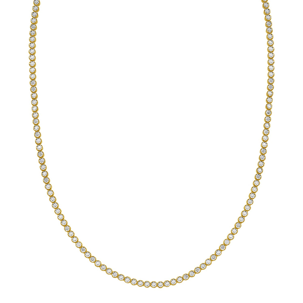 14K Two Tone Gold Diamon Oro Tennis Necklace (2.40 mm)