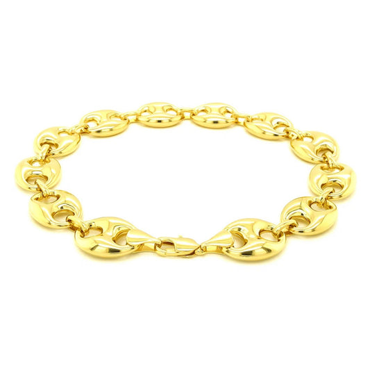 14k Yellow Gold Puffed Mariner Link Bracelet (11.00 mm)